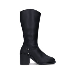 Black knee-high boot on a white background