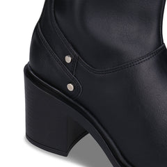 BETIA Black vegan knee-high heeled boot close block heel comfort women shoes