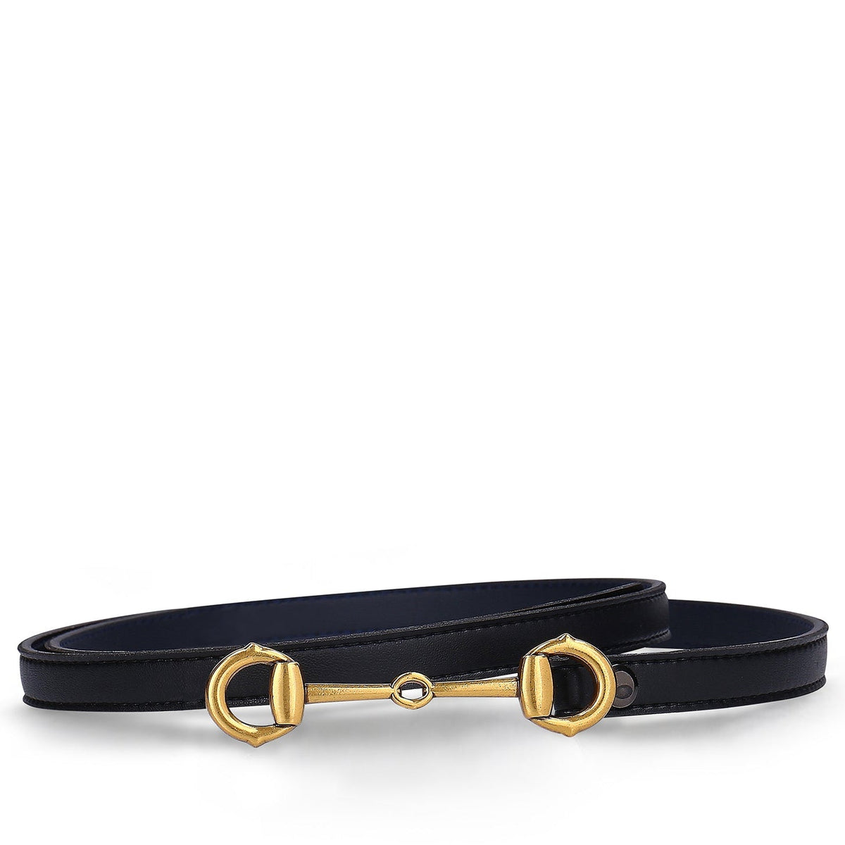 BISBAL Black women's vegan belt in Desserto® cactus material – front view