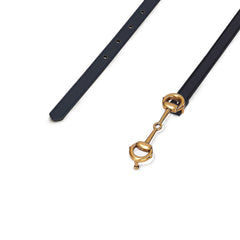 BISBAL Black women's vegan belt with gold-tone buckle – close-up detail