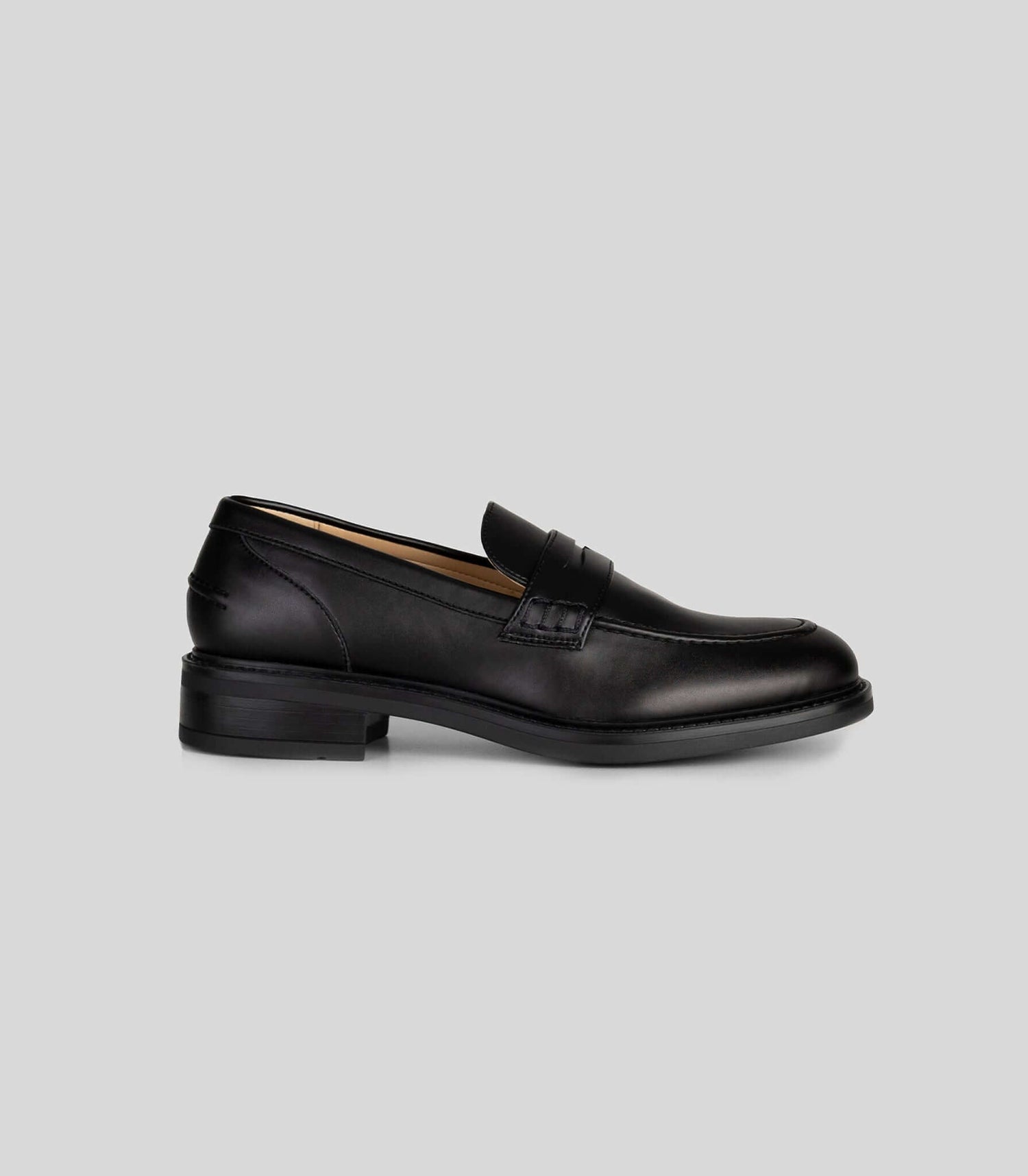 Black vegan loafer for women by Solari Milano, side view