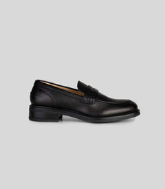 Black vegan loafer for women by Solari Milano, side view