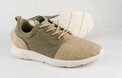 Beige and green hemp shoes by 8000 Kicks.