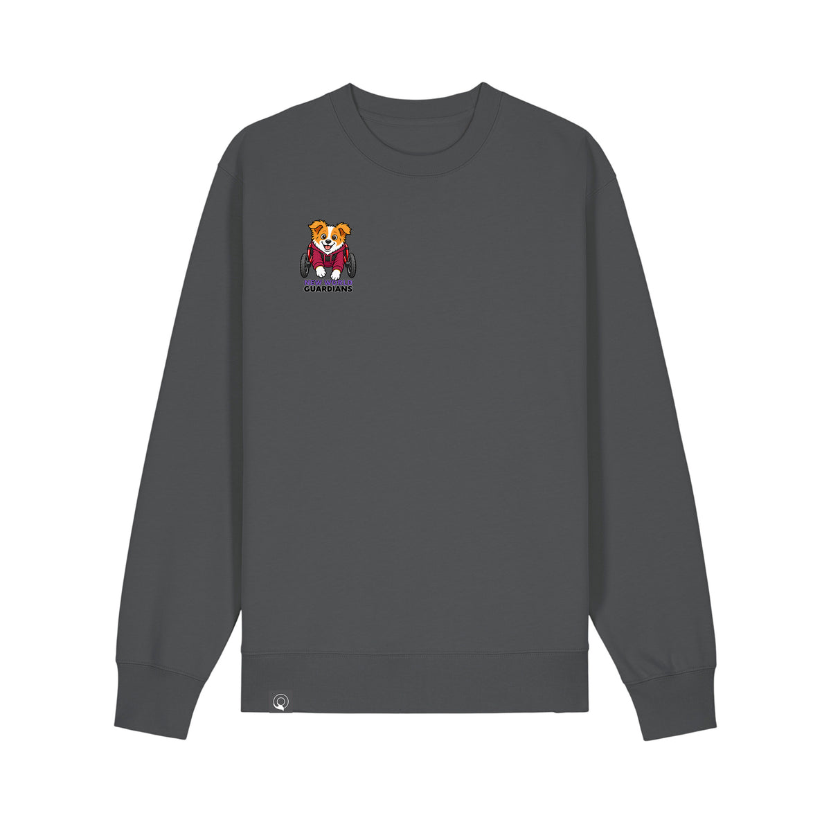 NEW WORLD GUARDIANS Kobold Guardians Unisex-Sweatshirt aus Bio-Baumwolle in Anthrazit – Vorderansicht