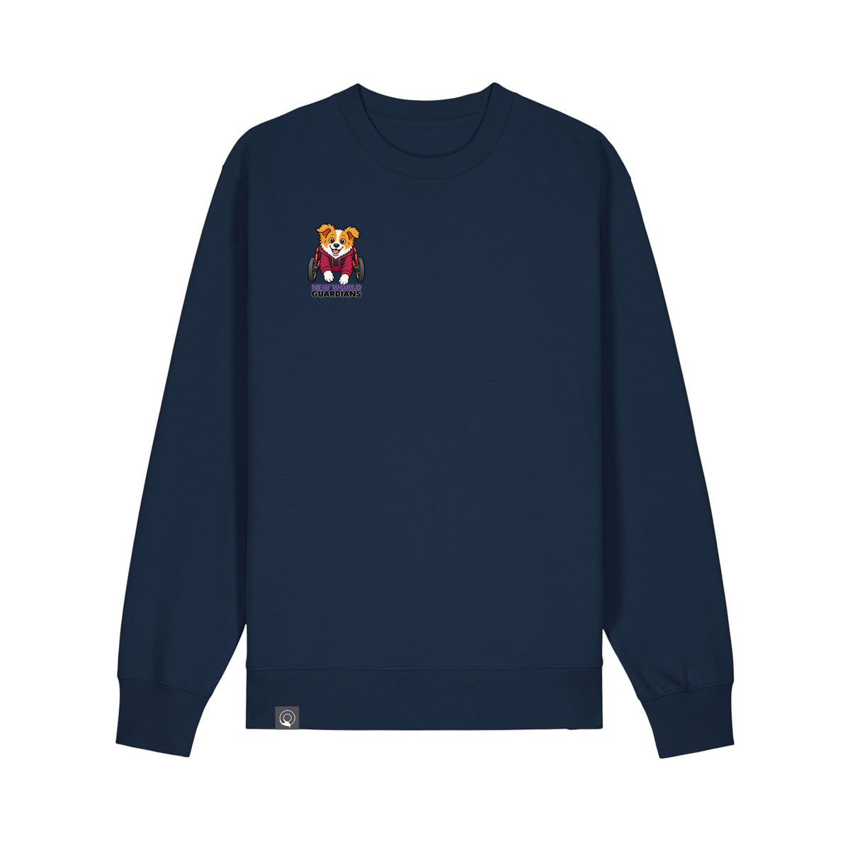 NEW WORLD GUARDIANS Kobold Guardians Unisex-Sweatshirt aus Bio-Baumwolle in Dunkelblau – Vorderansicht