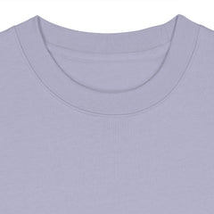 NEW WORLD GUARDIANS Leave No One Behind unisex organic cotton sweatshirt in lavender – worn front view