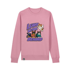 NEW WORLD GUARDIANS Leave No One Behind unisex organic cotton sweatshirt in lilac – front view