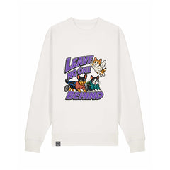NEW WORLD GUARDIANS Leave No One Behind unisex organic cotton sweatshirt in off-white – front view
