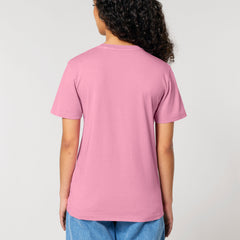 Models wearing vintage-style bubble pink t-shirt made from sustainable organic cotton – eco-friendly fashion by New World Guardians