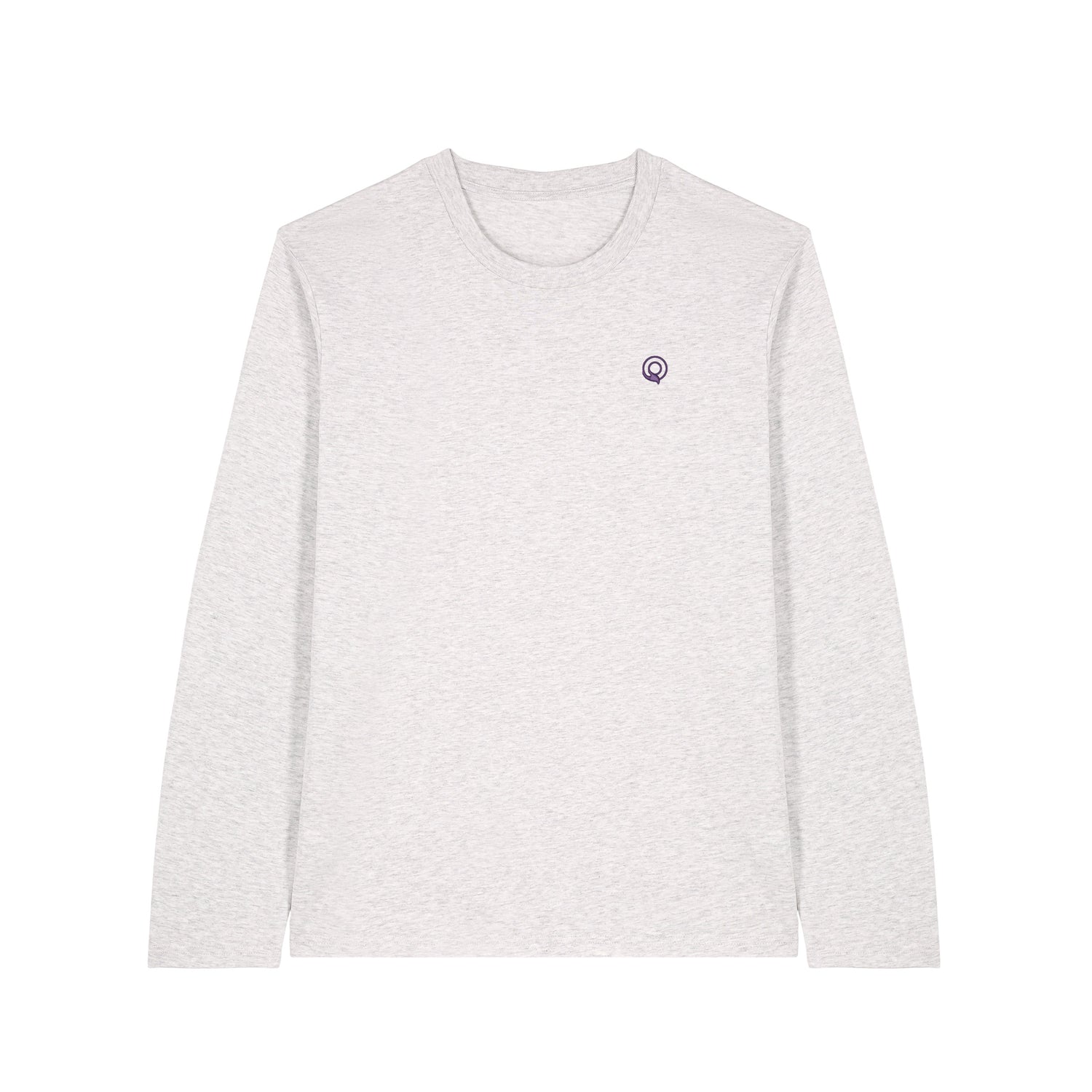 Front view of the cool heather grey long sleeve shirt – sustainable and ethically made fashion by New World Guardians.
