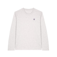 Front view of the cool heather grey long sleeve shirt – sustainable and ethically made fashion by New World Guardians.