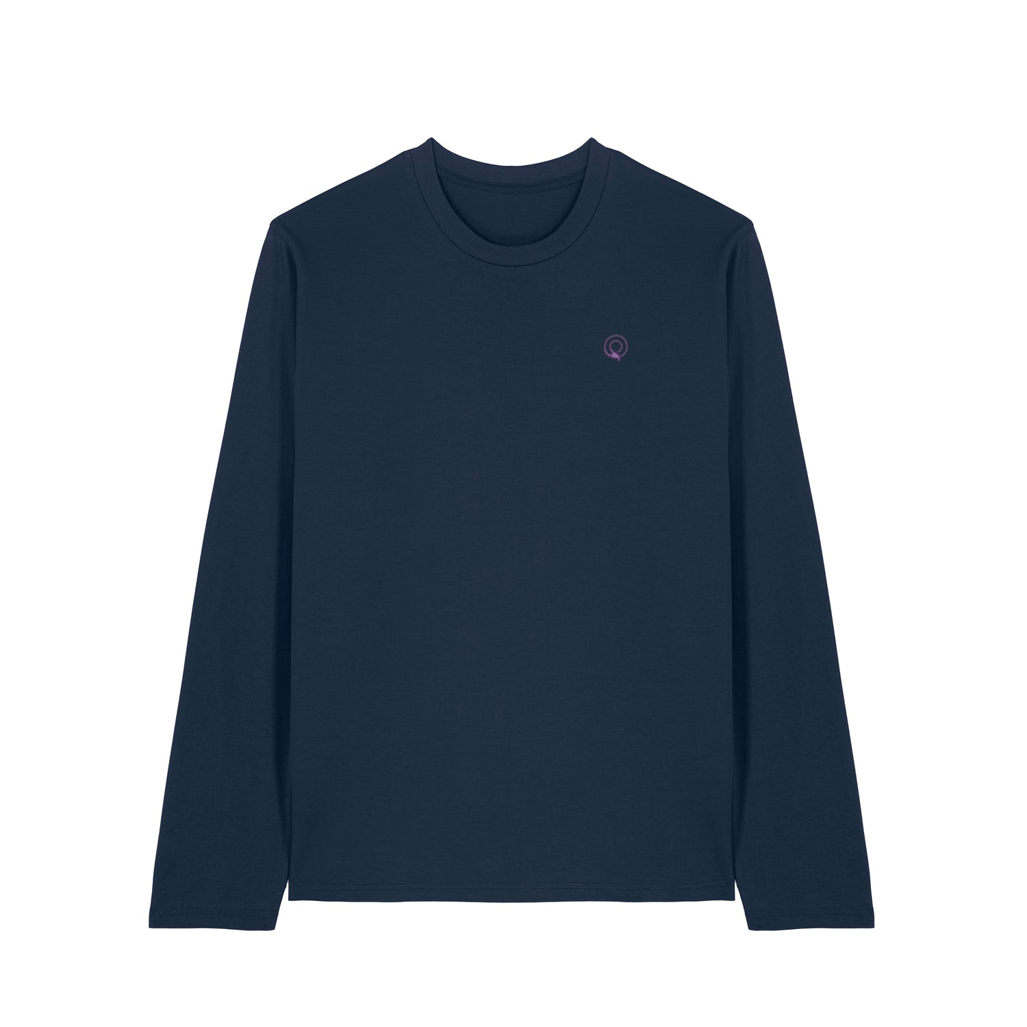 Front view of the french navy long sleeve shirt – sustainable and ethically made fashion by New World Guardians.