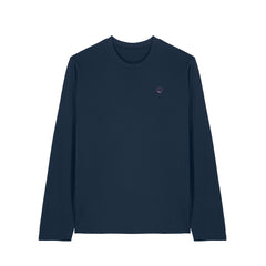 Front view of the french navy long sleeve shirt – sustainable and ethically made fashion by New World Guardians.