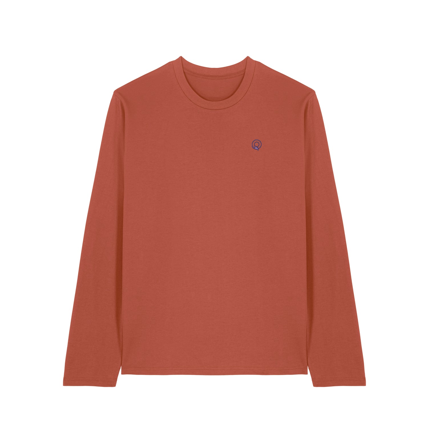 Front view of the heritage brown long sleeve shirt – sustainable and ethically made fashion by New World Guardians.