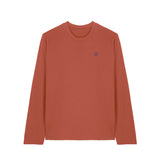 Front view of the heritage brown long sleeve shirt – sustainable and ethically made fashion by New World Guardians.