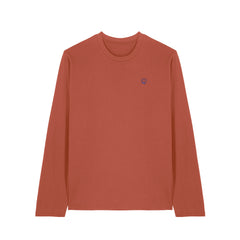 Front view of the heritage brown long sleeve shirt – sustainable and ethically made fashion by New World Guardians.