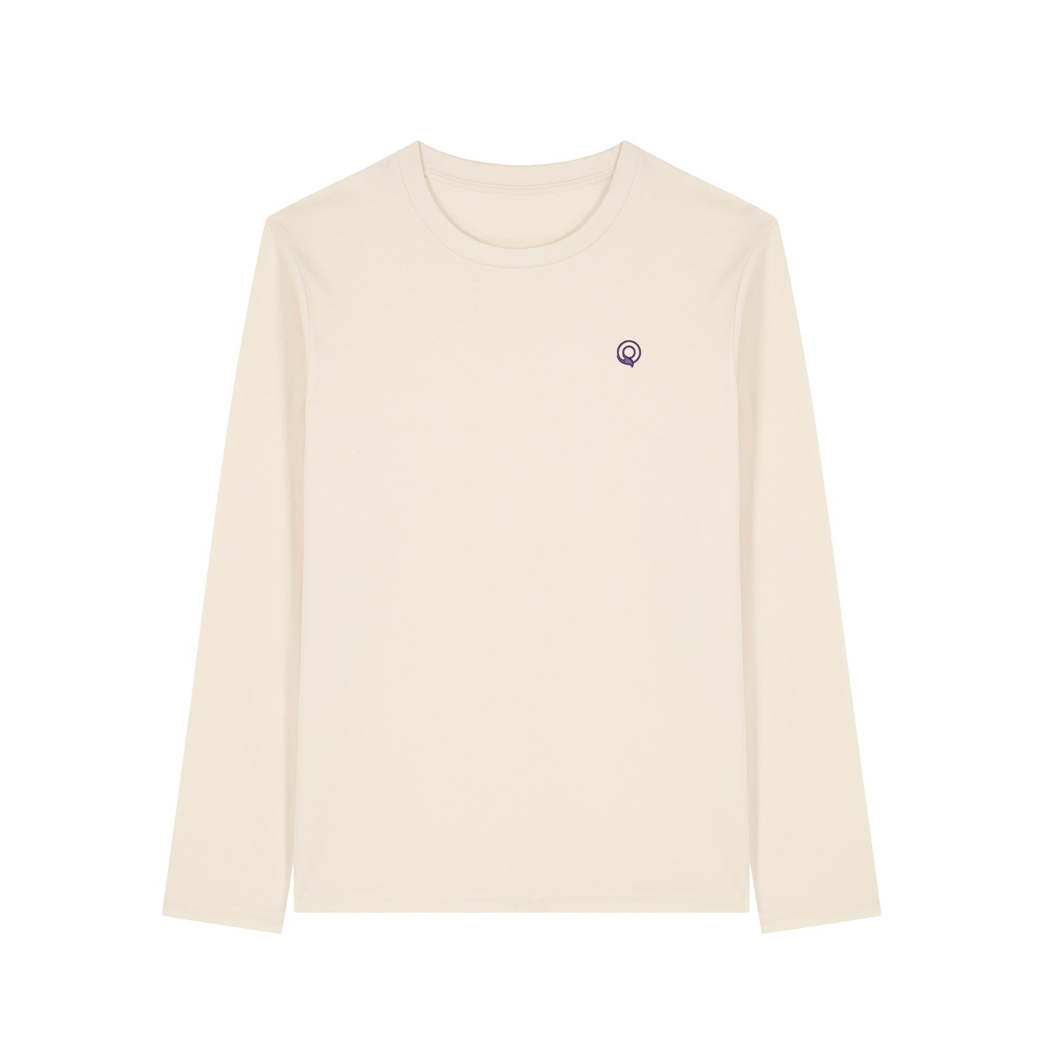 Front view of the natural raw long sleeve shirt – sustainable and ethically made fashion by New World Guardians.
