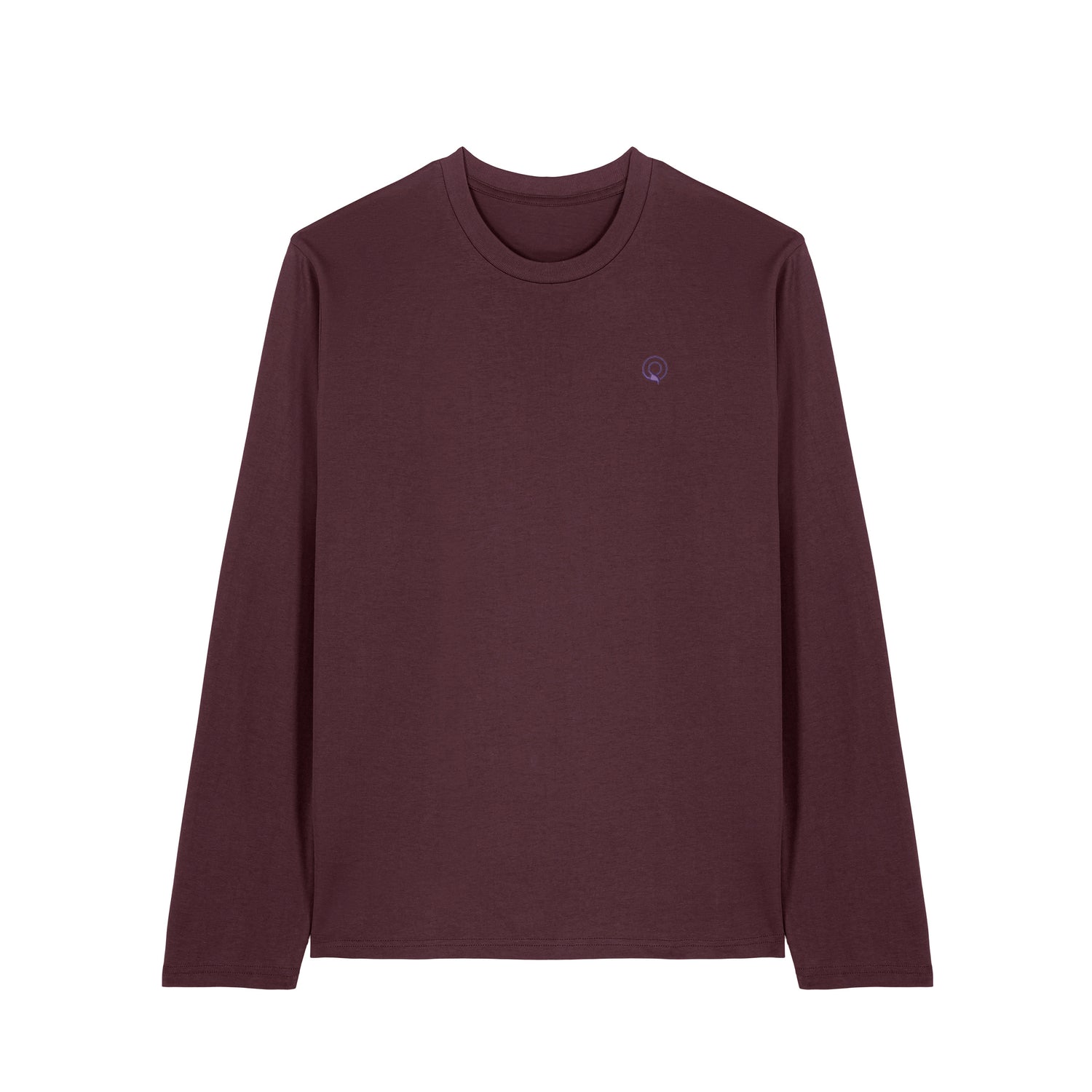 Front view of the red-brown long sleeve shirt – sustainable and ethically made fashion by New World Guardians.