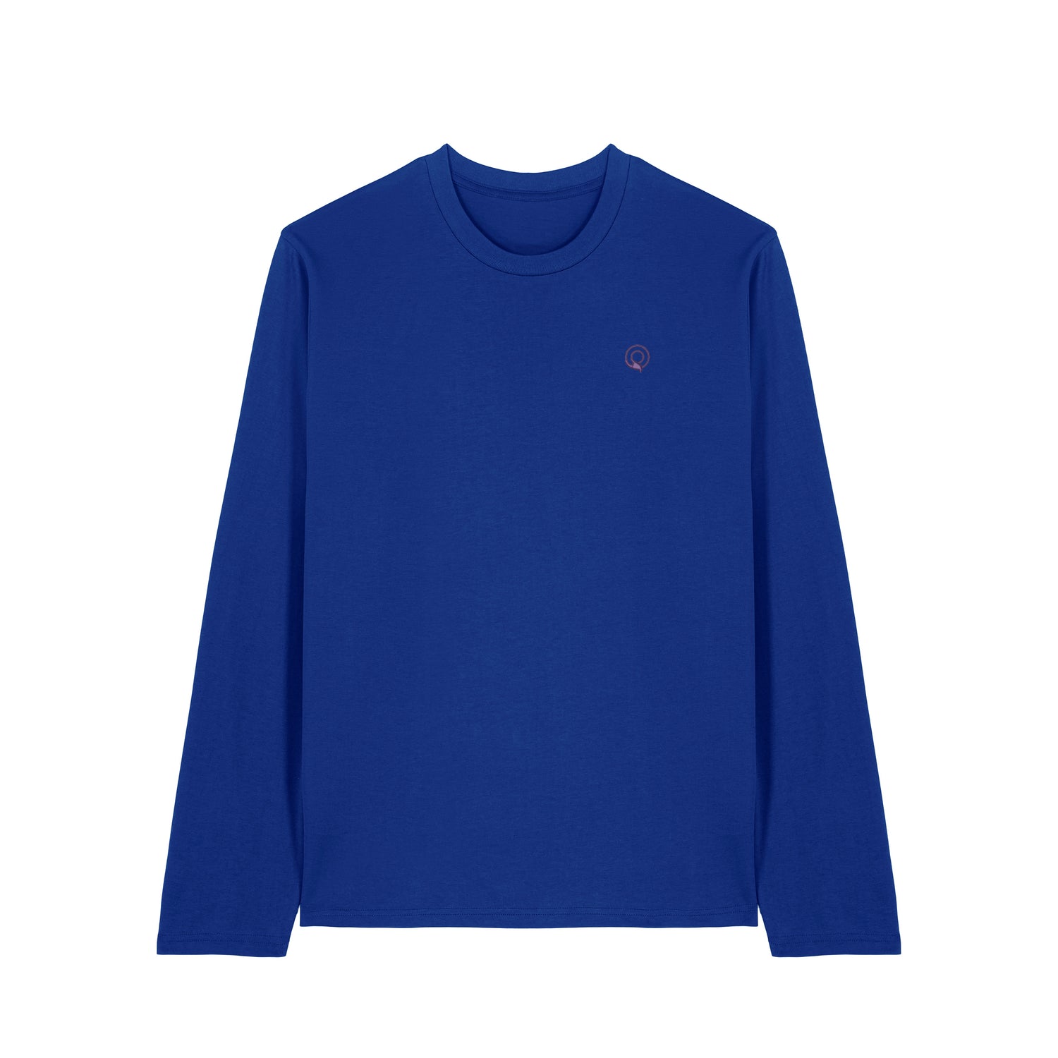 Front view of the blue long sleeve shirt – sustainable and ethically made fashion by New World Guardians.