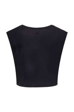 Sustainable organic cotton cropped top in Caviar Black - soft, biodegradable,  and eco-friendly
