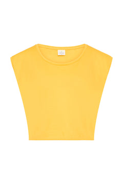 Premium GOTS certified organic cotton Pilates & Yoga cropped top in Sunshine Yellow -  For circular economy and mindful movement
