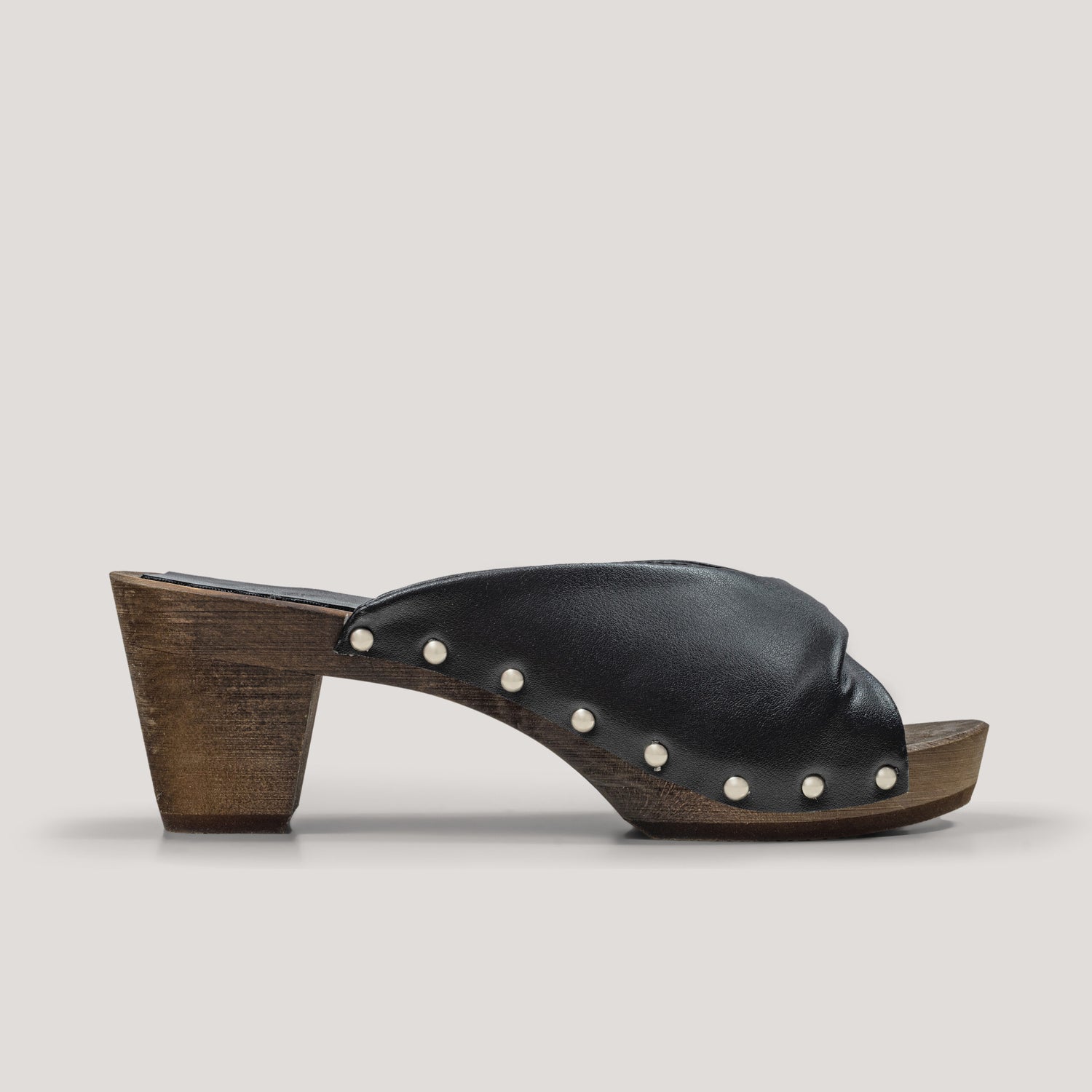 Vegan grape leather clogs: black