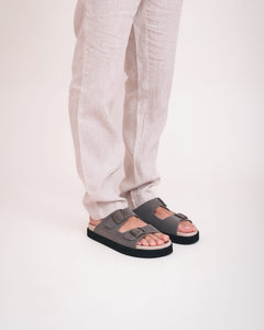 Sandali vegani unisex due fasce fibbie suola spessa comfort urbano