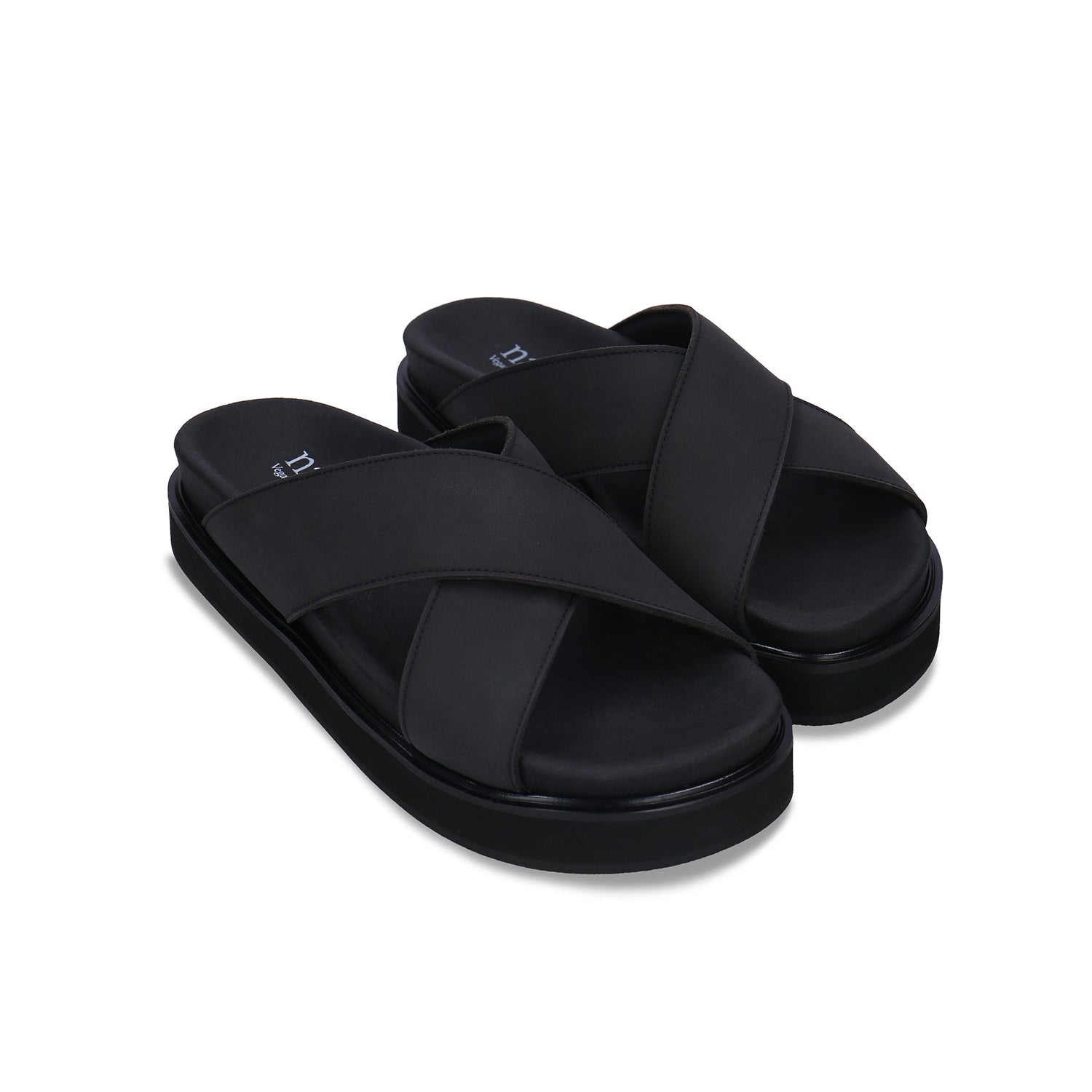 black vegan sandals padded
