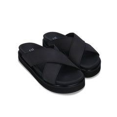 black vegan sandals padded