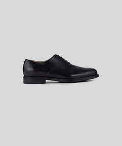 Vegan Derby - Man black leather shoe with Blake Construction for formal and casual occasions.