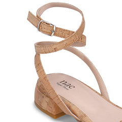 ankle-strap with buckle natural cork footwear