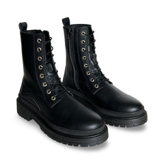 Unisex vegan Kampfstiefel Schwarz Mikrofaser Waden Einsatz Springer Armee Combat