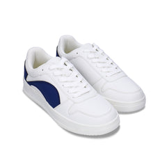 DOKA Blue veganes Sneaker-Paar – vegane Unisex-Sneaker in weißem und blauem Farbblockdesign mit flacher Gummi-Cupsohle