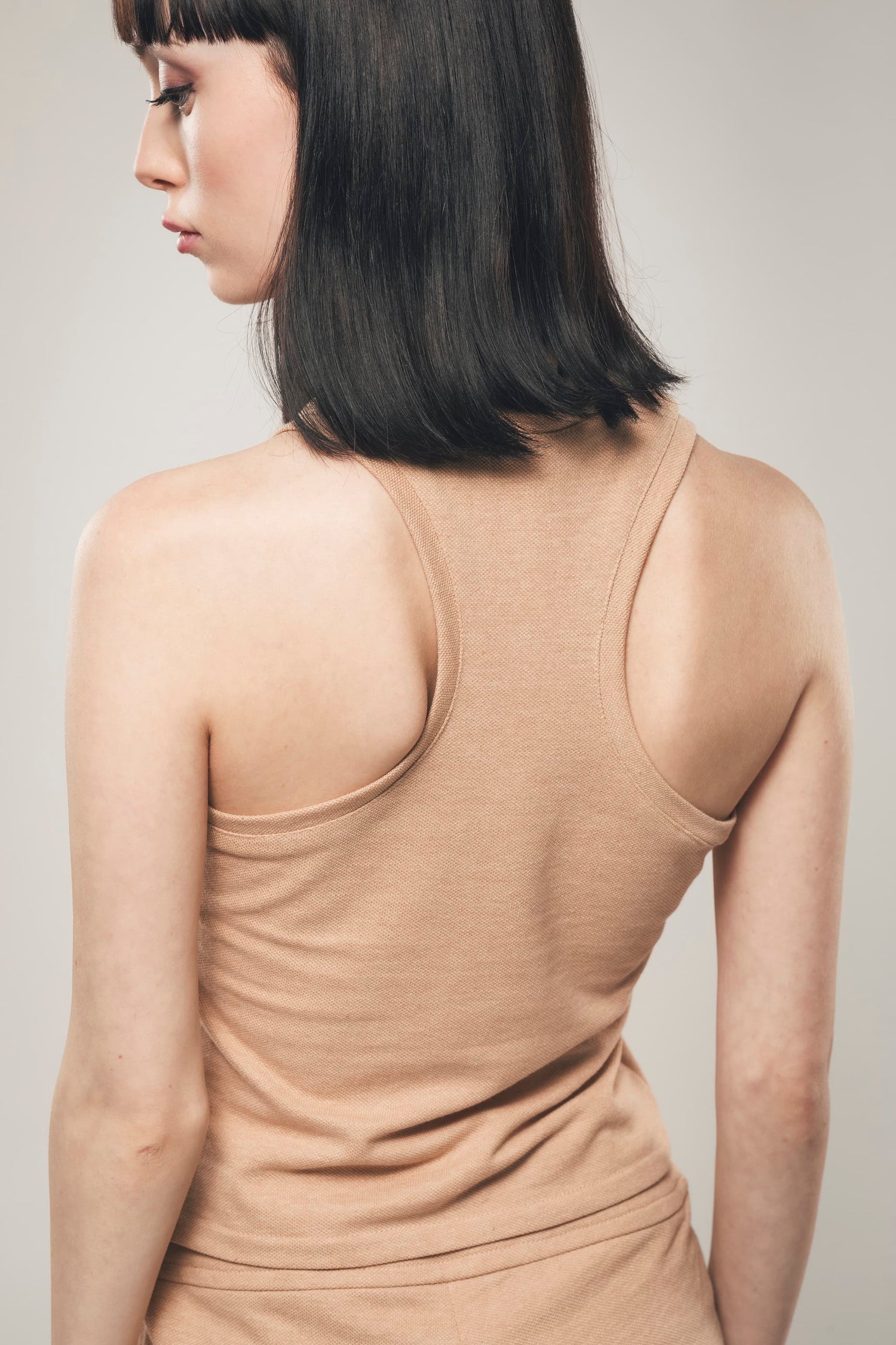 Braunes Racerback Tanktop aus Baumwoll-Piqué - Edith