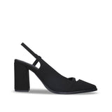 Escarpins femme noirs végans talons hauts bride arrière bout pointu élégants