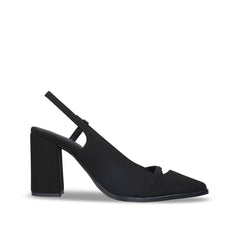 Escarpins femme noirs végans talons hauts bride arrière bout pointu élégants