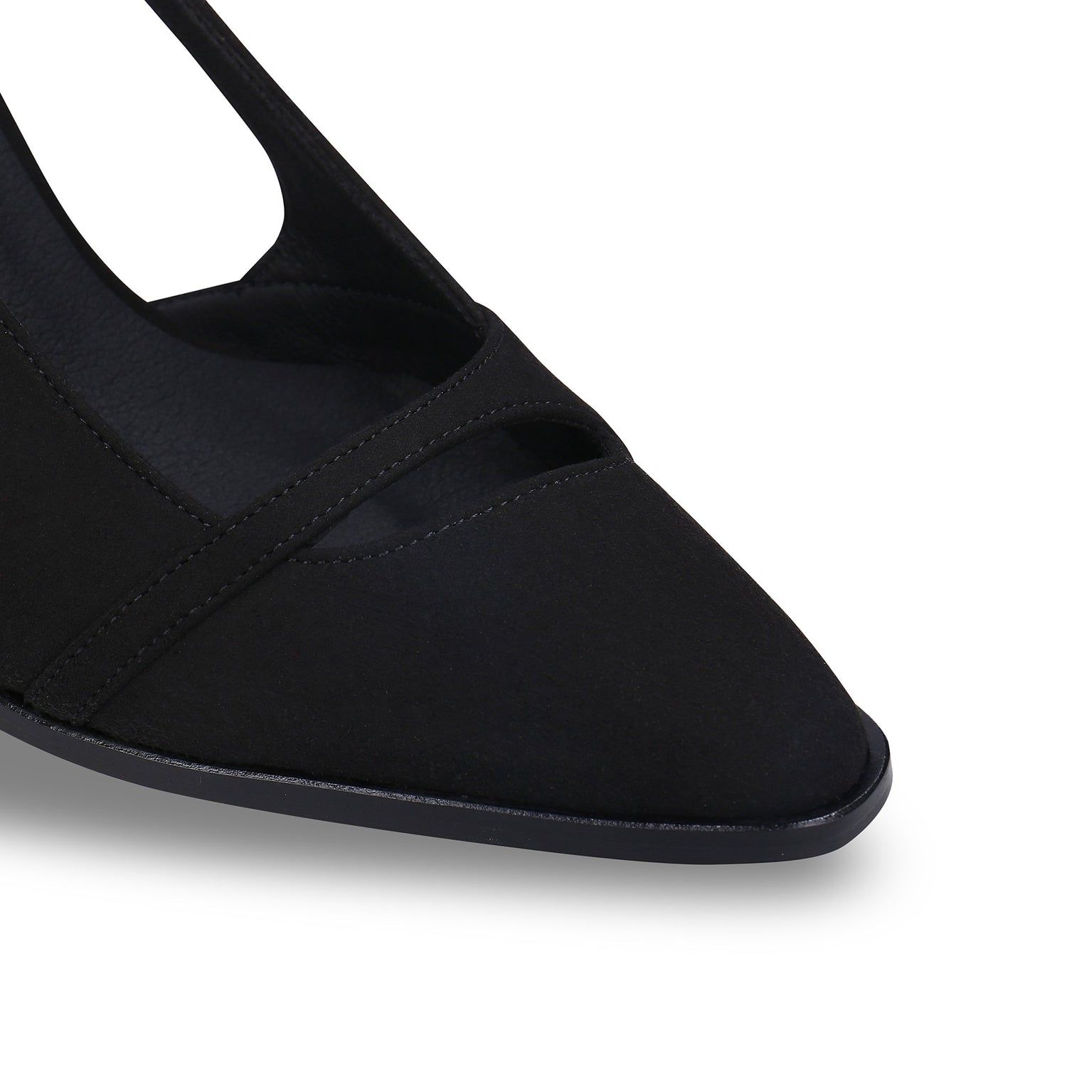 Vegan Black Slingback Heels for Women – Pointed Toe, High Block Heel