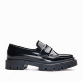 ESEL Black Vegan Loafers with Strap Detail