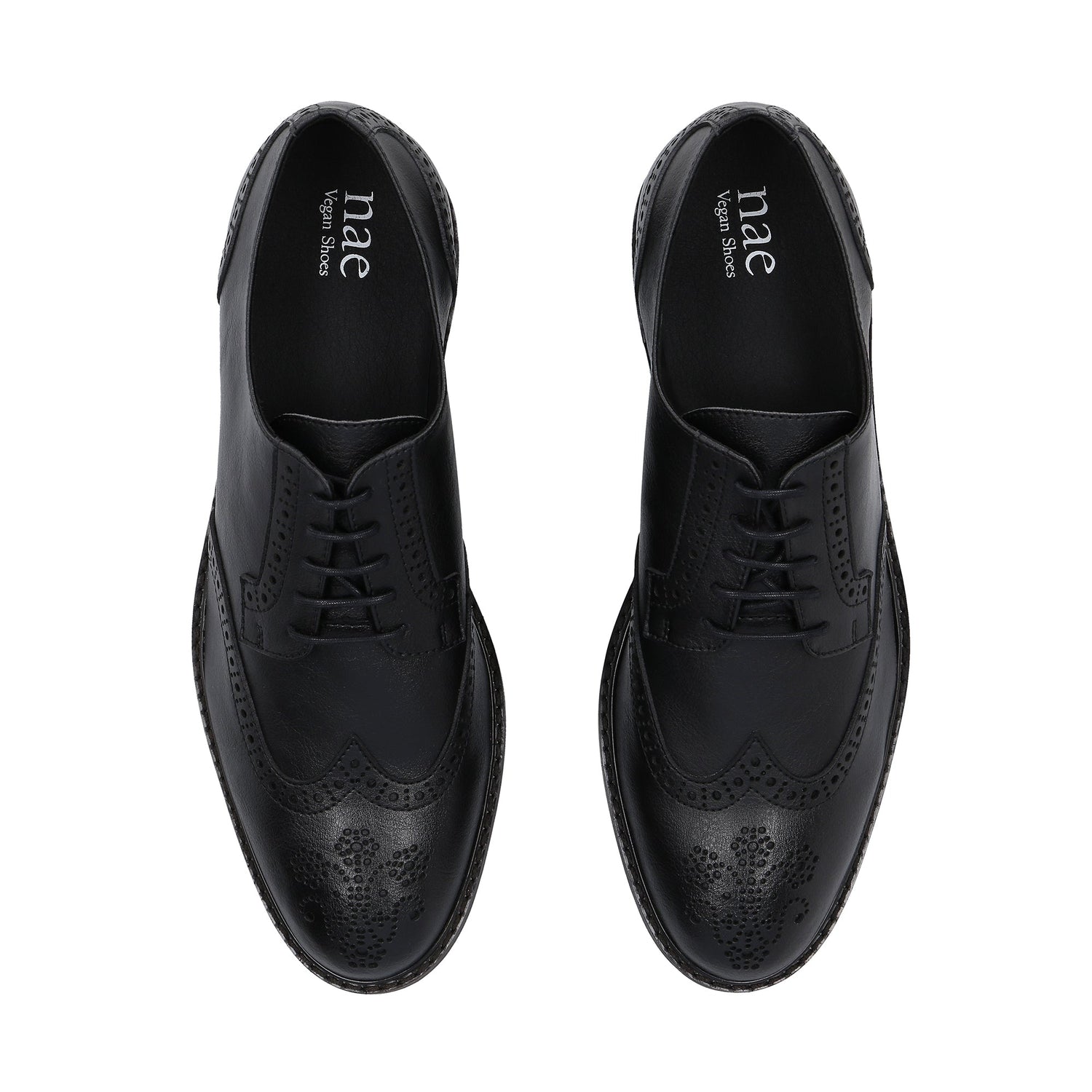 GAEL Schwarze Vegane Derby Brogue