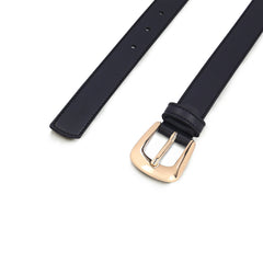 GARRIGA Black women's vegan belt with gold-tone buckle – close-up detail