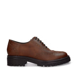 GRACE Brown vegan wingtip brogue Oxford pair — women’s vegan dress shoe in warm brown with lug sole, made in Portugal