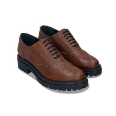 flat shoes chunky sole lace up brogueing picking