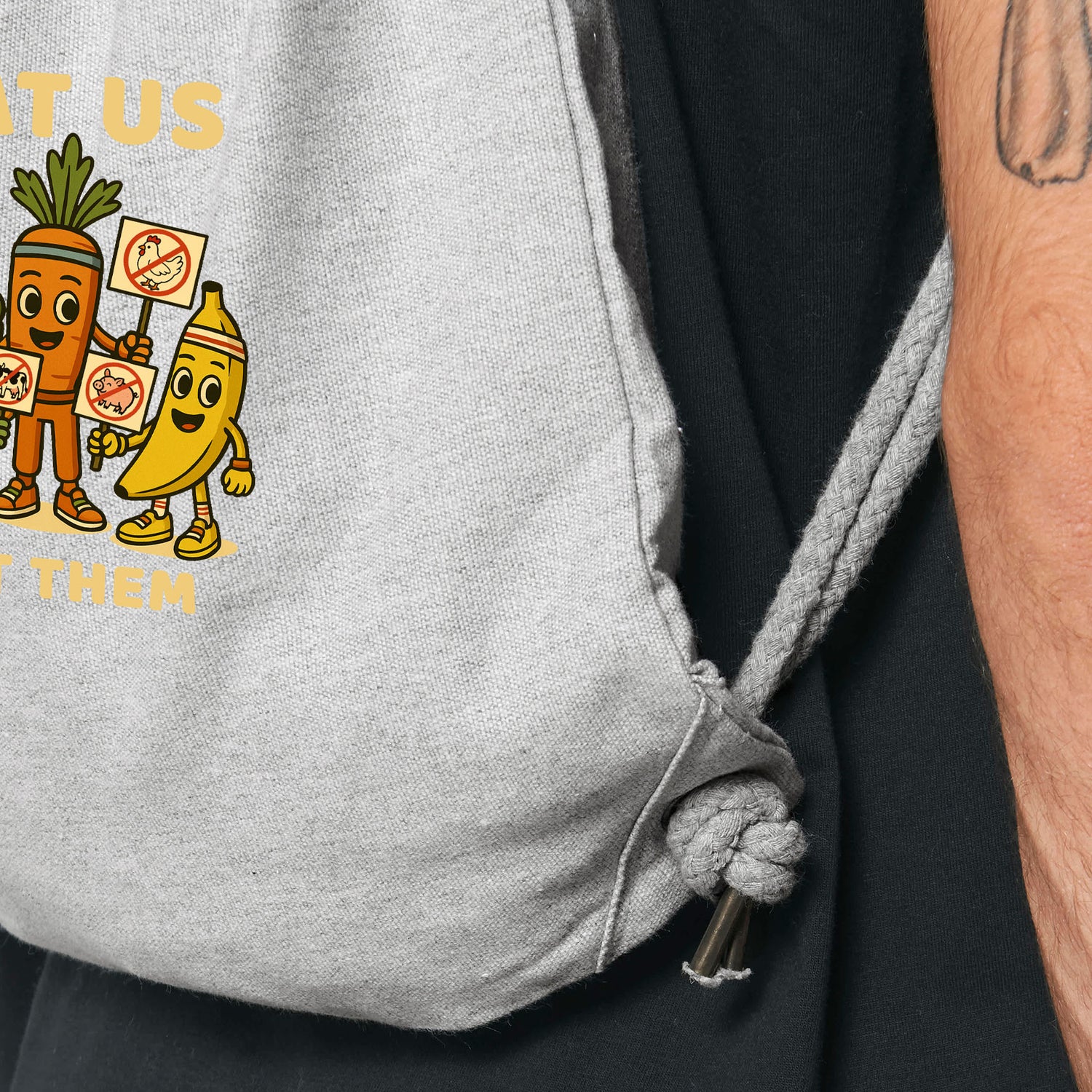 Vegan Rebel Gym Bag – Bronze-Metal Eyelets and Thick Cotton Drawstrings Close-Up