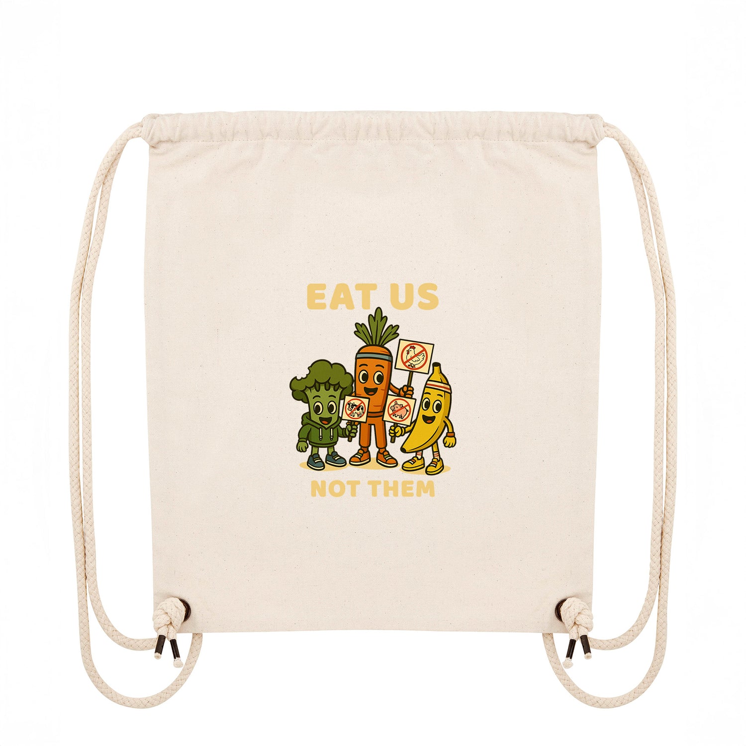 Vegan Rebel Gym Bag in Beige – Sustainable Vegan Sports Bag with Comic-Inspired vegan activistic print