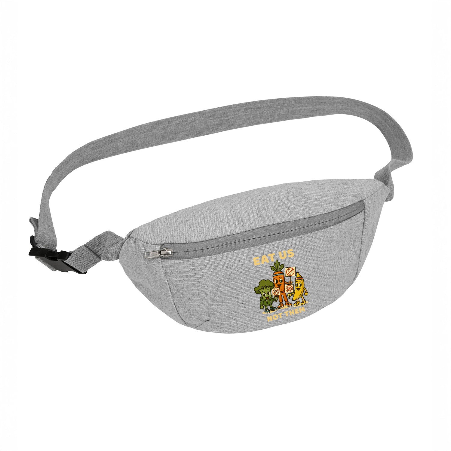 Plant Hero Hip Bag in Grey – Sustainable Vegan Waist Bag with Comic-Inspired Vegan Activistic Print