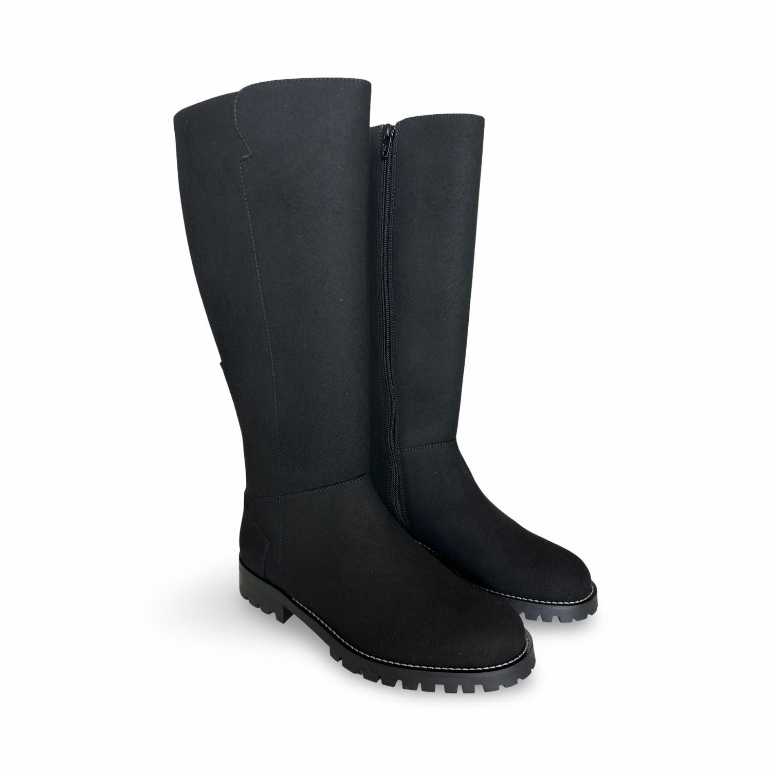 IREM Black - Elegant Vegan Knee-High Boots in Suede