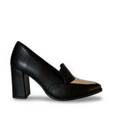 JULIA Black & Beige - Vegan Heeled Loafers in Apple Leather