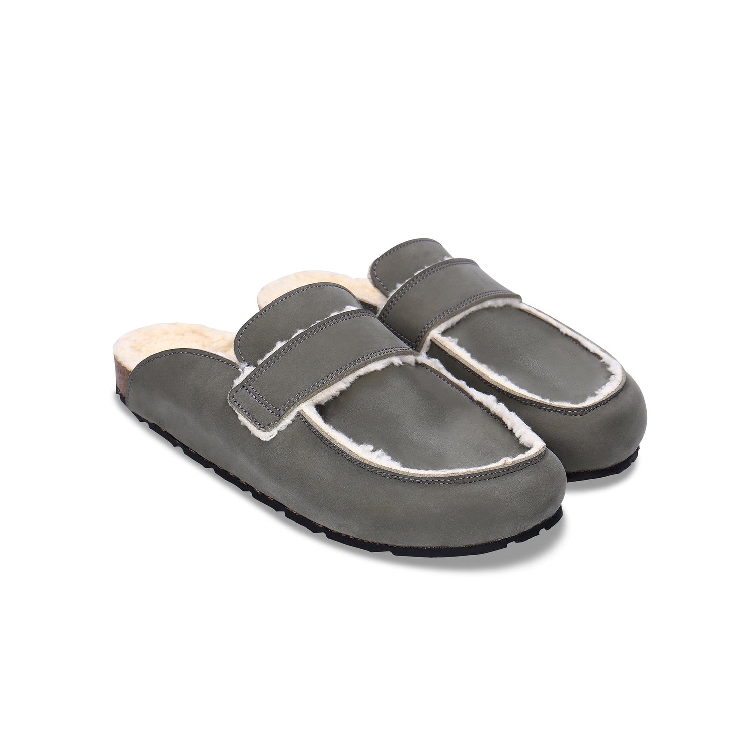 KOOD Green vegan clog top view — organic cotton plush lining and single strap detail, NAE Vegan Shoes, made in Spain