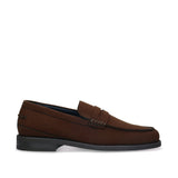 LEVI Brown vegan penny loafer side view — men's vegan dress shoe made in Portugal