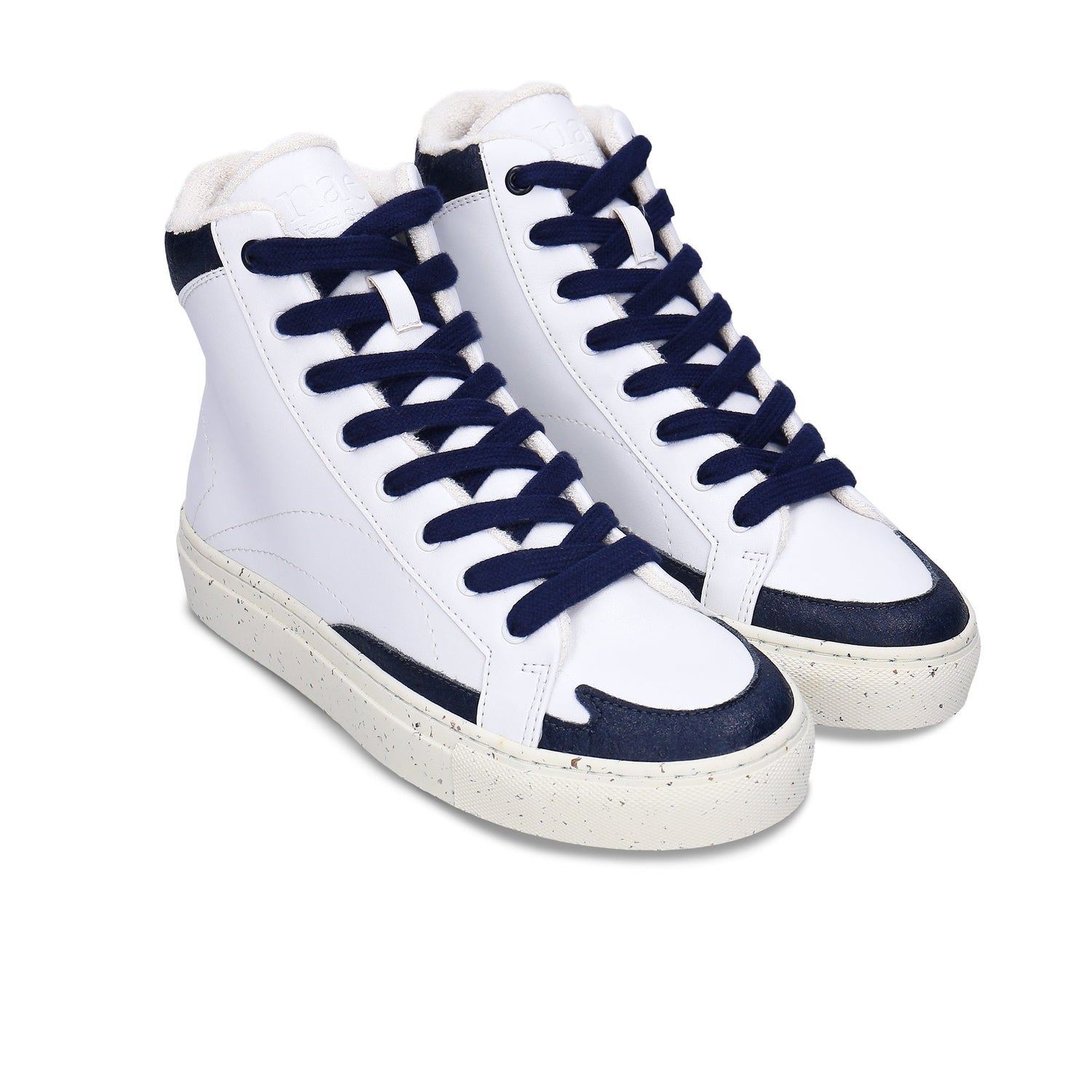 Vegane weiße High-Top Sportschuhe Sneaker Apple Skin Piñatex recycelter Gummi